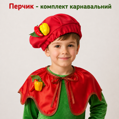 Карнавальний комплект до костюма Перчика жовтого, накидка+ головний убір